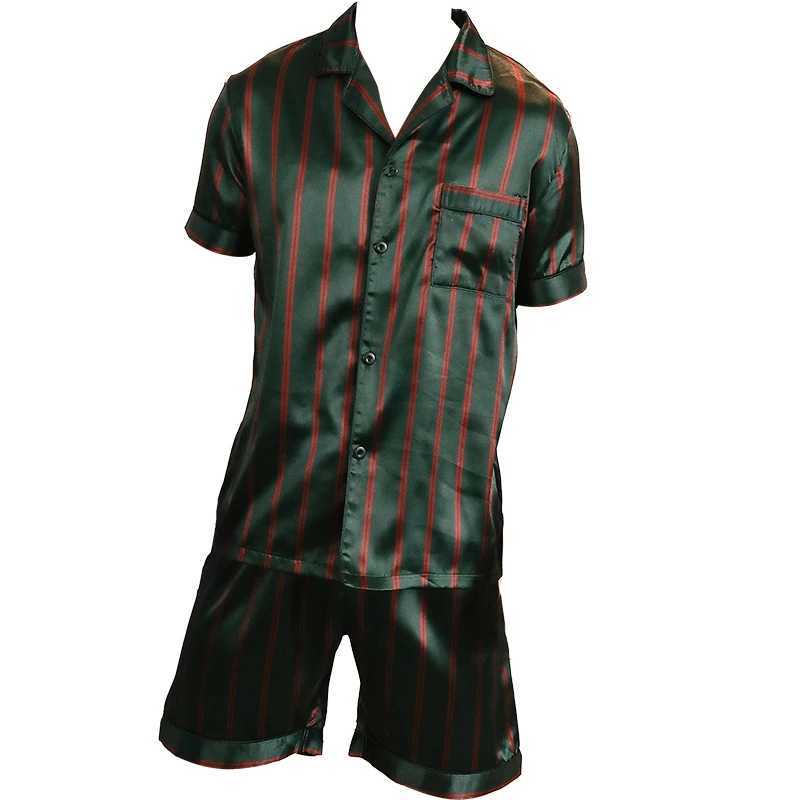 Two piece sets for mens pajamas summer short sleeved shorts striped pattern printed home clothing sleepwear set Y240913
