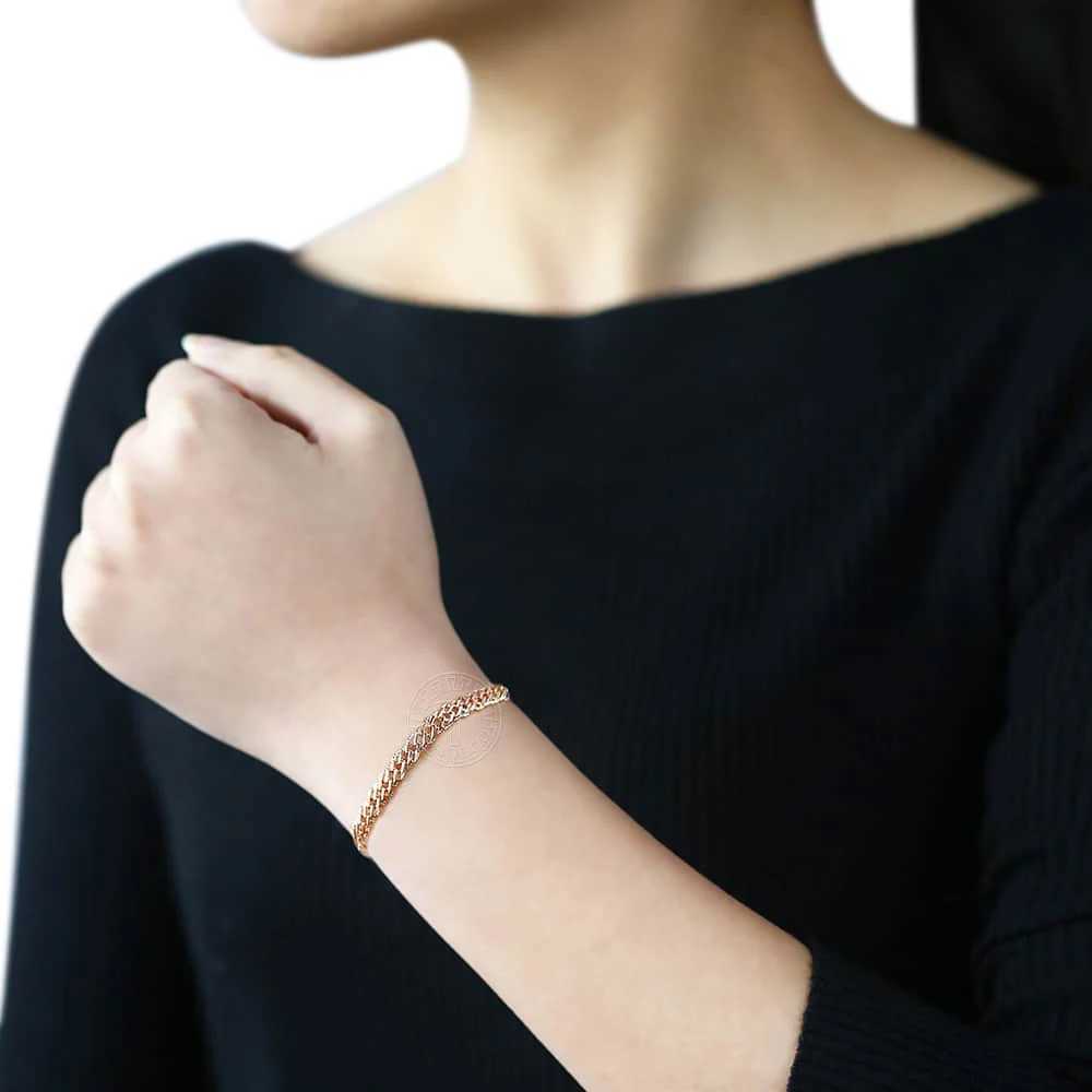 5mm Bracelets for Women Girls 585 Rose Gold Color Venitian Curb Link Bracelets Woman Fashion Party Jewelry 18cm 20cm KGB428X240913