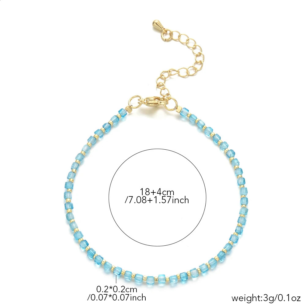 2MM Simple Natural Stone Faceted Cubes and Seed Beads Bracelet with Brass Clasp for Daily Wear Birthday Gift Women Jewelry 240906