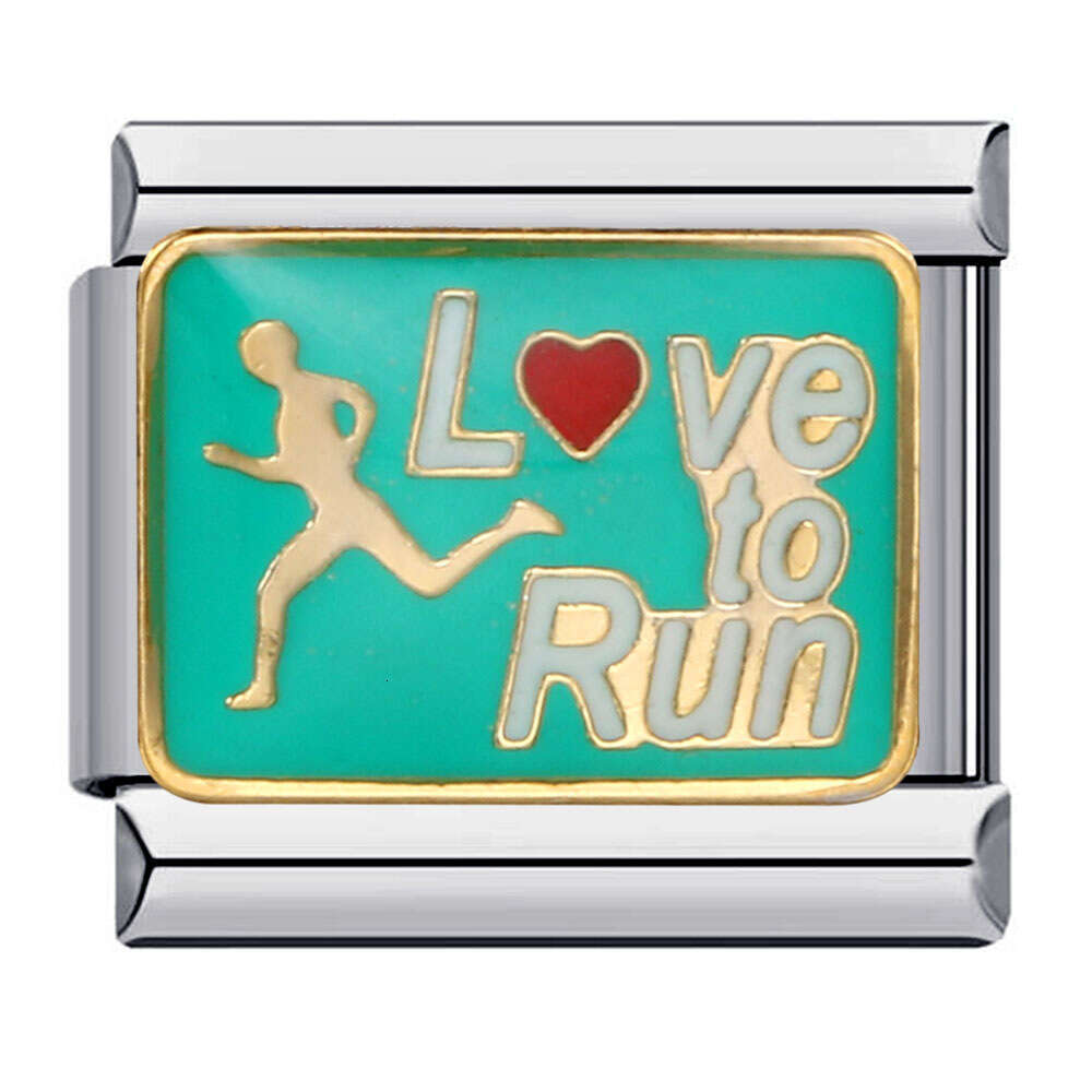 Sports Series DIY bead Welding Pattern Personalized Elastic Splicing Bracelet Italian Charm Links Stainless Steel Fit 9Mm Bracelet Jewelry DIY Making 