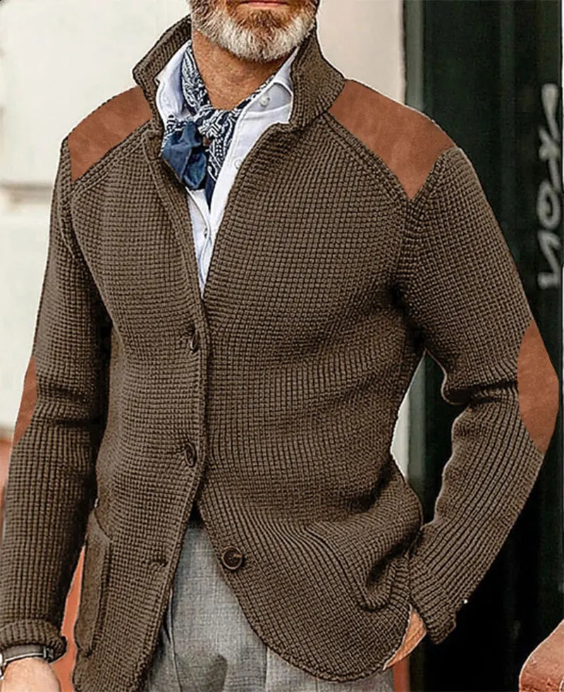 Mens knitted sweater cardigan wool casual mens jacket Korean fashion lapel button retro style 240906