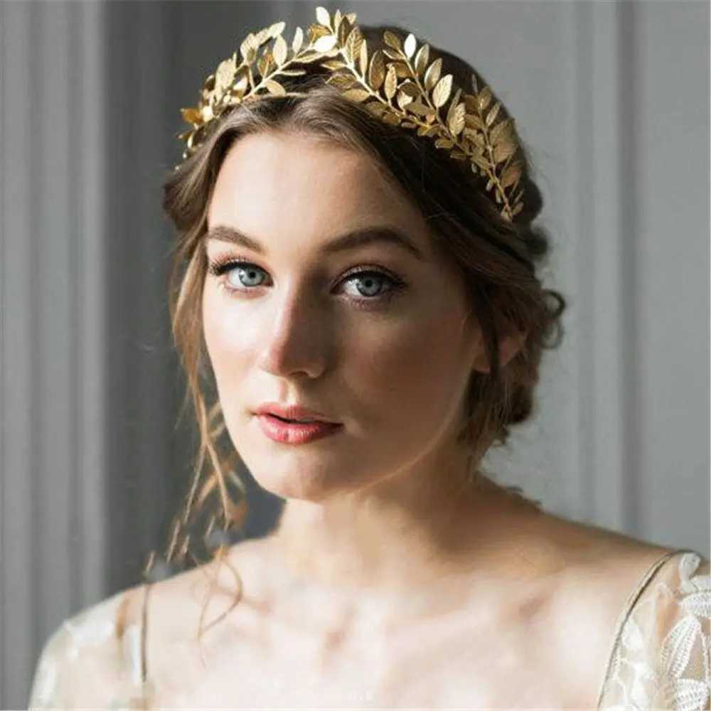 Golden Crowns Hair Jewelry Tiara Bride Headbands Wedding Hair Accessories Hair Hoop Leaves Hair BandsX240913