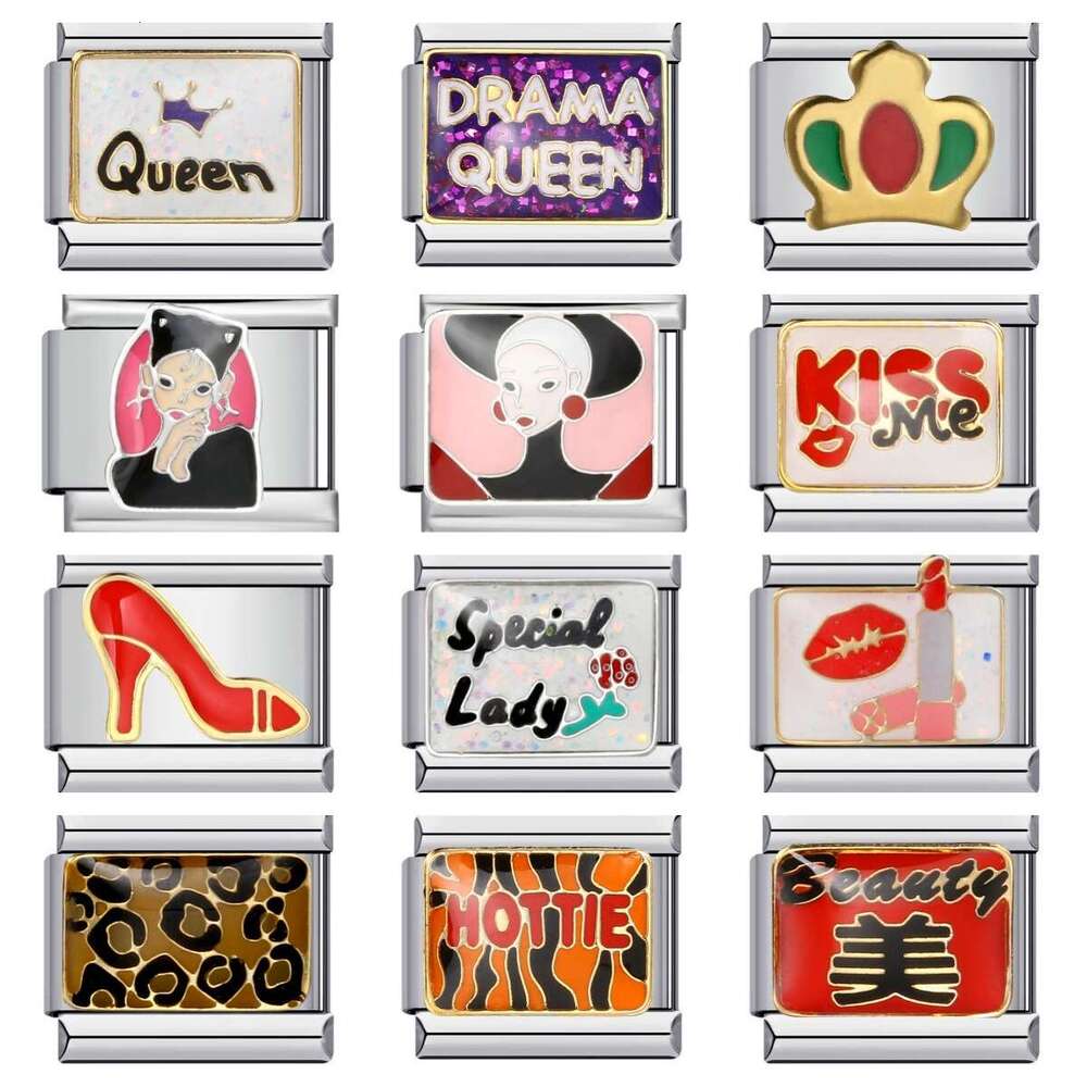 Goddess Series Gold Plated Enamel DIY Bead Personalized Welding Pattern Bracelet Italian Charm Links Fit 9Mm Bracelet Jewelry DIY Making Gifts