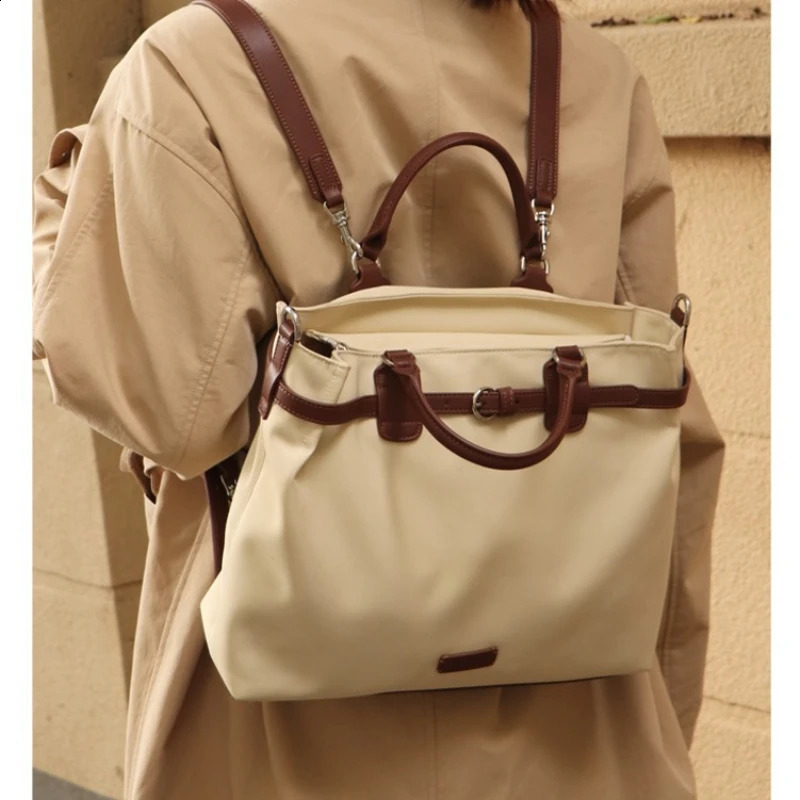 Korean style nylon large bag laptop bag 13 inch Mac backpack Communicating large capacity Crossbody handbag 240912