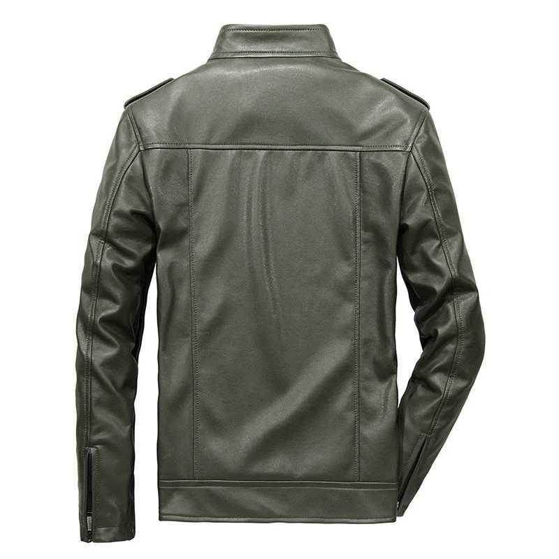 Mens Leather Jacket Stand Collar Trend Spring and Autumn New Leather Jacket Handsome Motorcycle Suit Youth Oversized JacketX240913