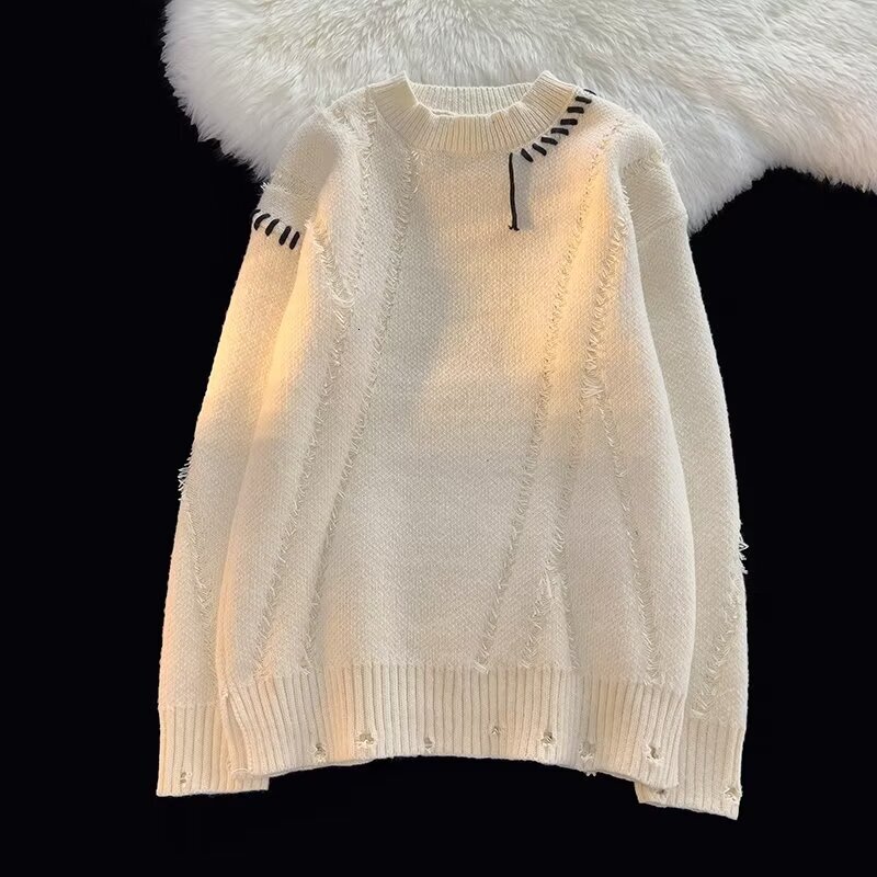 Halloween Men Sweaters Shabby style color sweater for men winter American casual personalized knitted sweater for men sweater Mens crew neck sweater