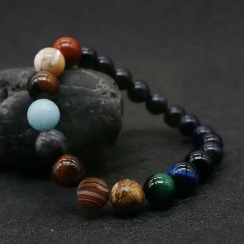 Eight Planet Bead Bracelet Mens Natural Stone Drop Sun Gemstone Yoga System Chakra University W240913