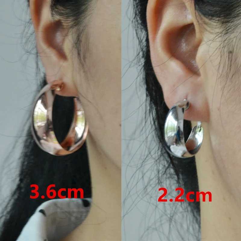 Clip On Earrings for Women Non Pierced Fashion Big Circle Rose Gold Silver Plating Exaggerated Personality Fine Ladies EaringsX240913