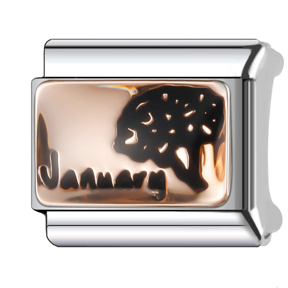 New Women's Gift rose gold flowers Bead Italian Charms Links Bangle Beads Fit 9mm Stainless Steel Bracelet Making DIY For Women Fashion Jewelry