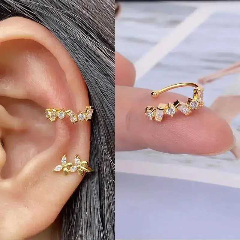 1Pcs Simple Fashion Crystal cz Star Leaf Clip Earrings for Women C reative C Ear Cuff Non-Piercing Fake Earrings Party JewelryX240913