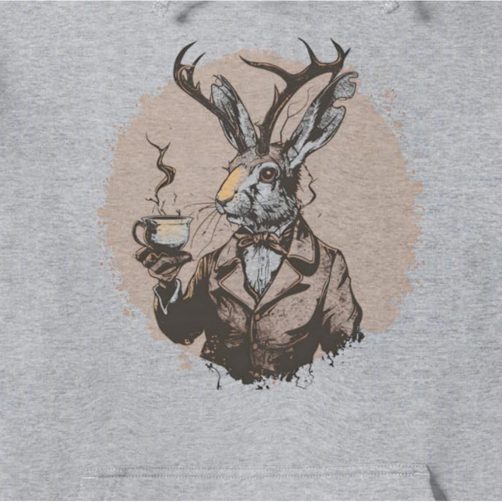 Hoodie for Mens Womens Rabbit Coffee Lover Apparel Funny Rabbit Drinking Coffee Pullover Hoodie Graphic Hoodies sweatshirt Pullover Long Sleeve