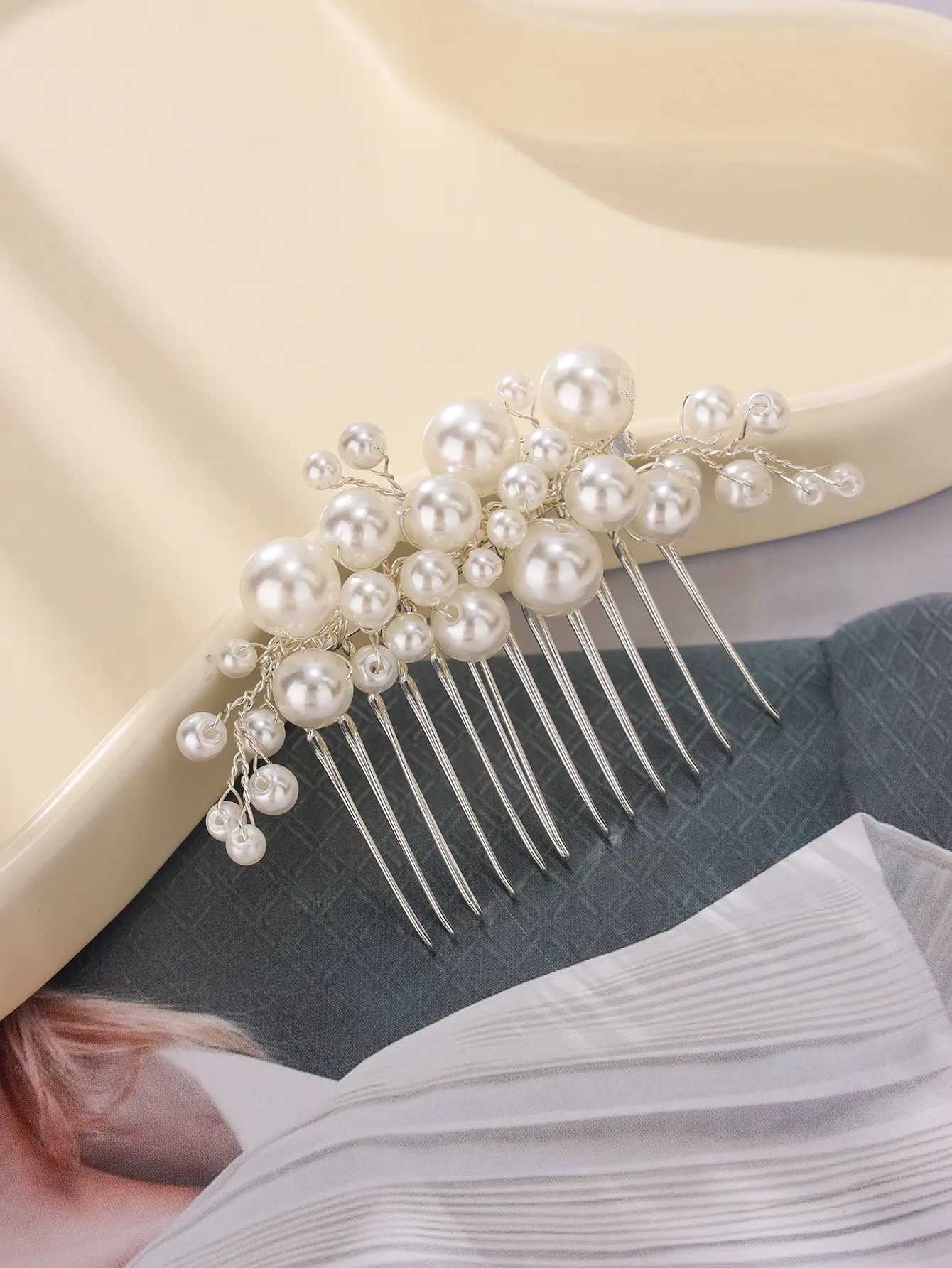 Elegant pearl wedding hair comb bridal side comb piece wedding hair ornament for women and girlsX240913