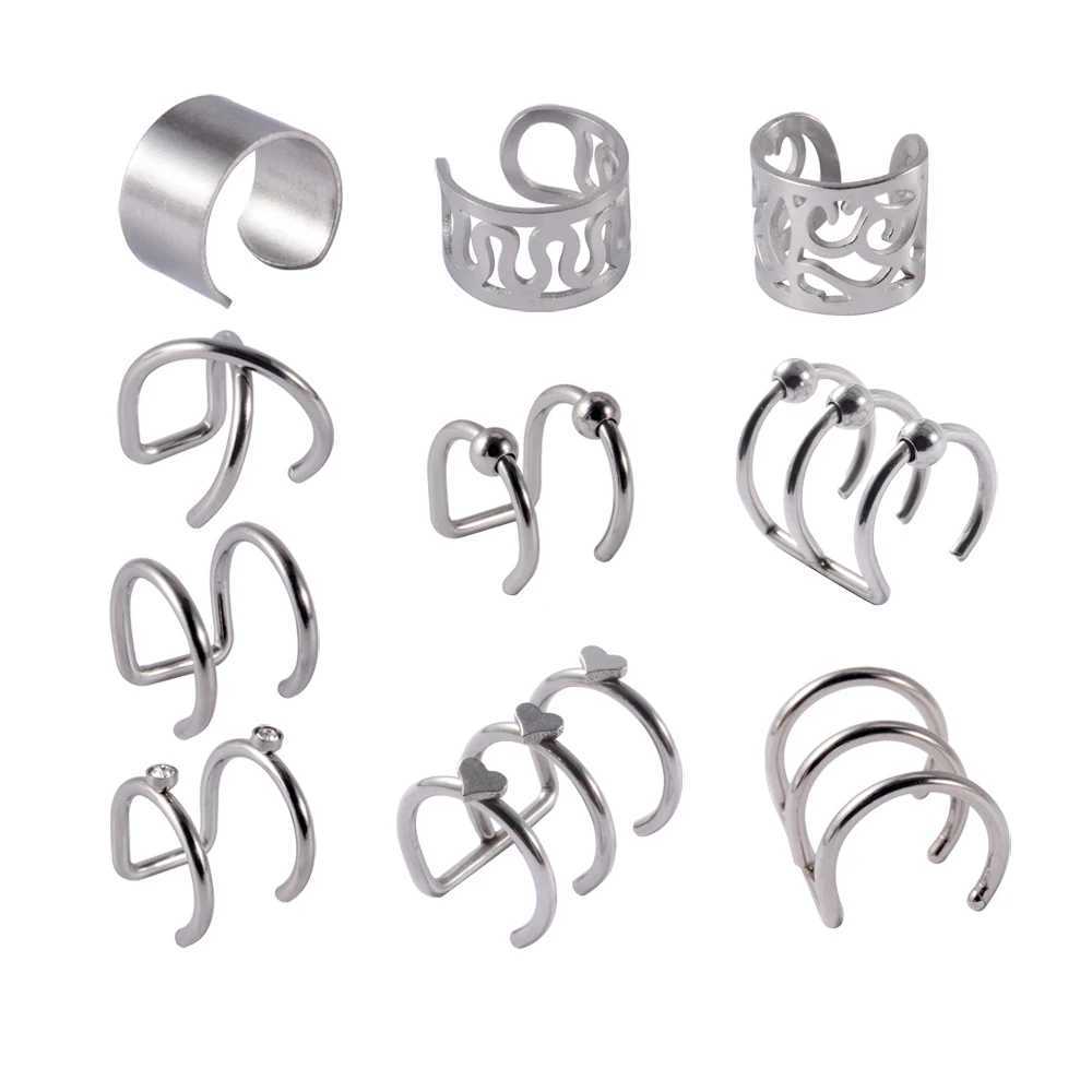 1PC Fashion Stainless Steel Ear Cuffs No-Drill Lip Ring Nose Septum Women Earrings Clip No Piercing Body Piercing JewelryX240913