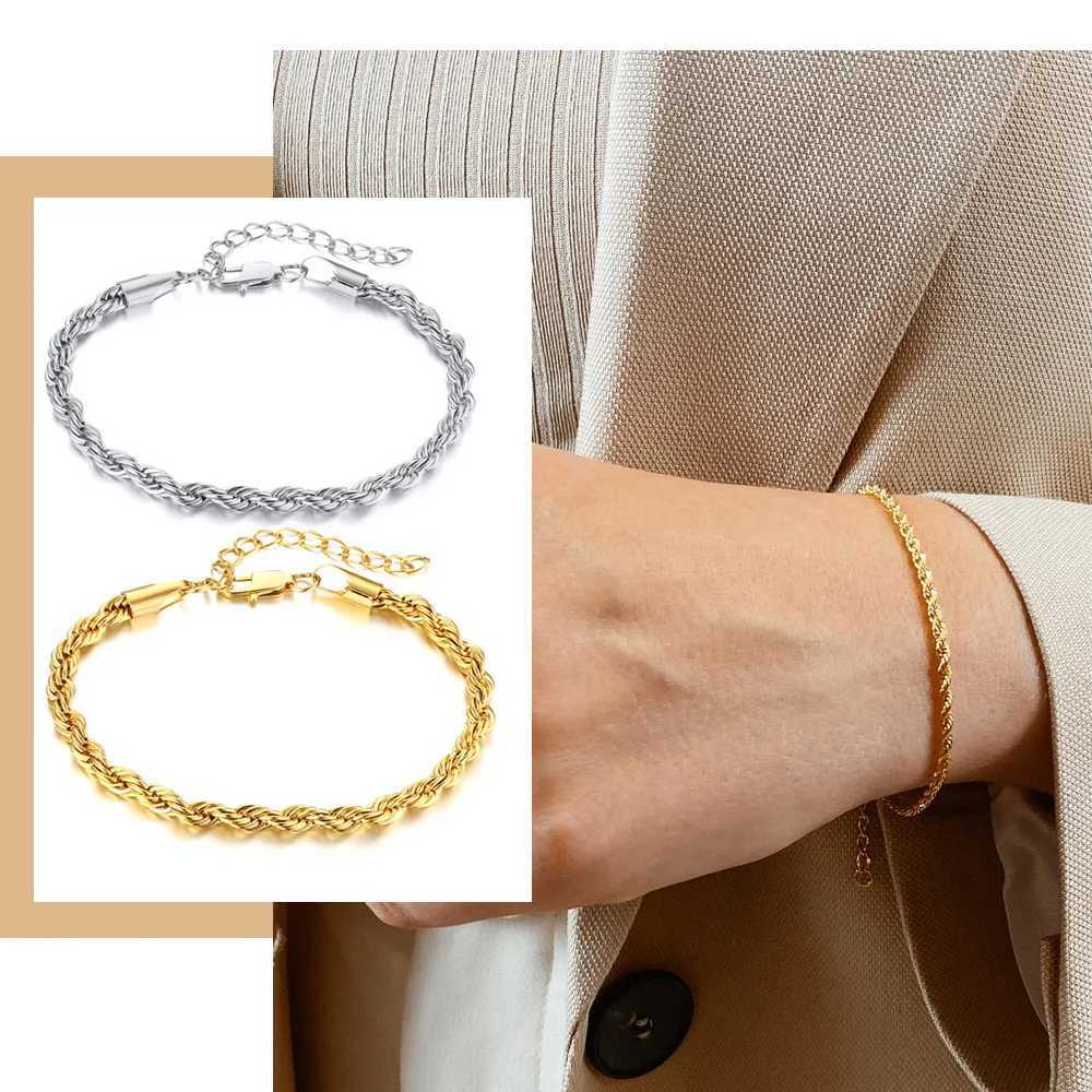 Twist Rope Chain Bracele Bangle for Women Stainless Steel 5mm 316L Stainless Steel Homme 15cm 19cmX240913