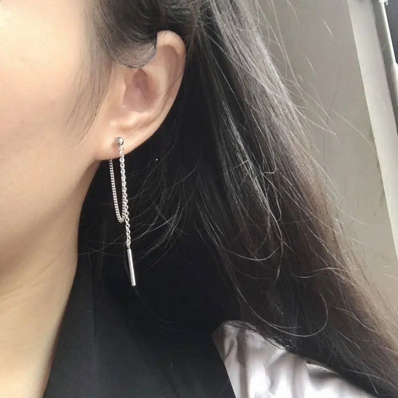 Korean Jewelry Women Long Tassel Drop Earrings Chain Metal Texture Dangle Brincos Statement Wholesale Bijoux Gift EB126 240906
