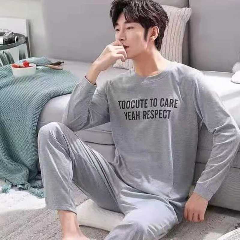 2024 New 2 Piece Mens Pajama Sets Home Rest Soft Long Sleeve Homewear Sets Party Pajamas Mens Casual Homewear Y240913