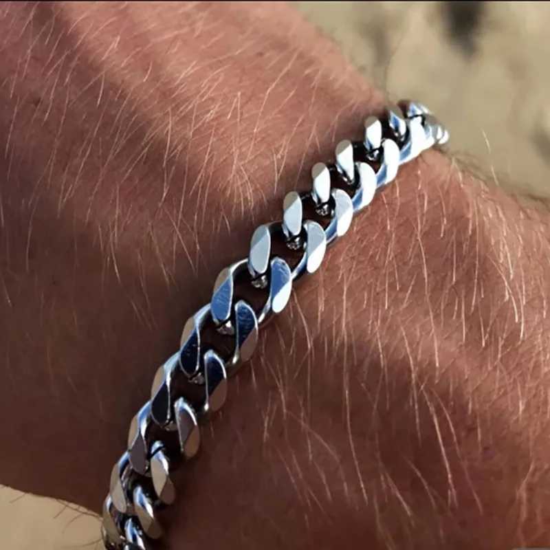 3/5/7MM Width Cuban Link Chain Bracelet Homme Stainless Steel Bracelets For Men Bangles On Hand Leg Fashon Accessories JewelryX240913
