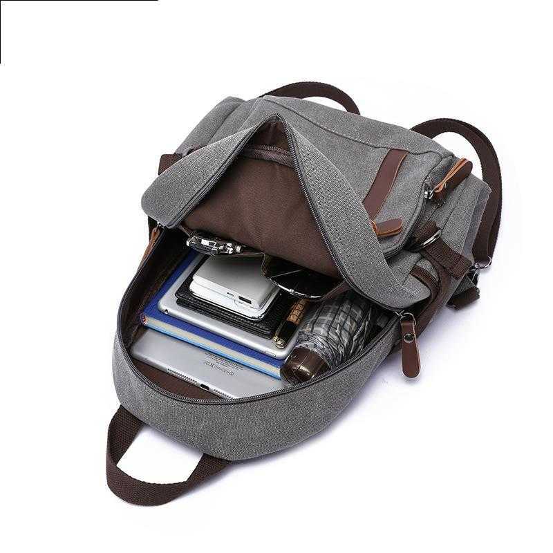 washed canvas backpack, fashionable casual street style backpack, travel small shoulder bag 240915