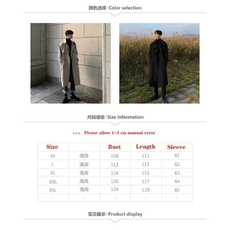 Mens New Spring Trench Coats Korean Mens Overcoat for Male Long Windbreaker Streetwear Fashion Men Coat Outer Wear Clothing Y240913