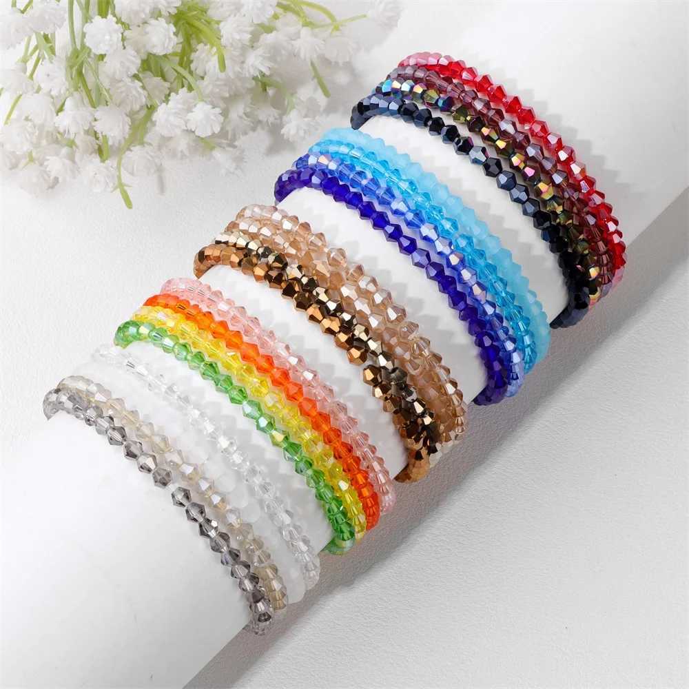 Fashion 4pcs Colorful Crystal Bracelet for Mens Facial Austrian Crystal Bead Bracelet Set Handmade Shining Jewelry for Women W240913