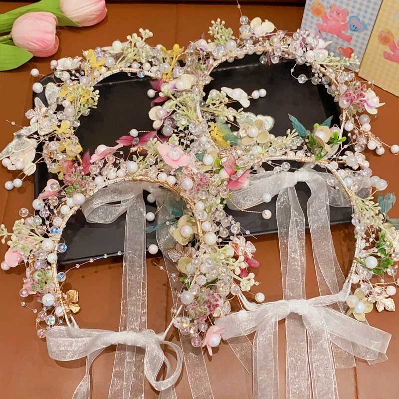 New Fashion Pink Butterfly Pearl Flower Headband fow Girls Child Wreath Hair Hoop Headbands Holiday Party Hair Accessories GiftX240913