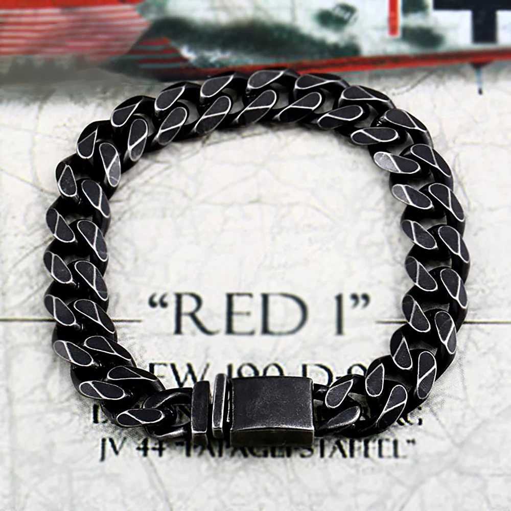 Vintage Trendy Black Cuban Chain Bracelet For Men Women Classic Stainless Steel Simple Bracelet Fashion Party Jewelry WholesaleX240913