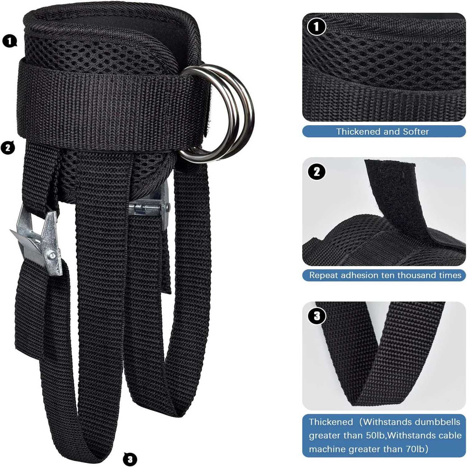 Adjustable D-Ring Ankle Straps for Gym Home Foot Support ProtectorUpgrade FitnessDumbbellGluteLegWorkout Weightlifting Y240913