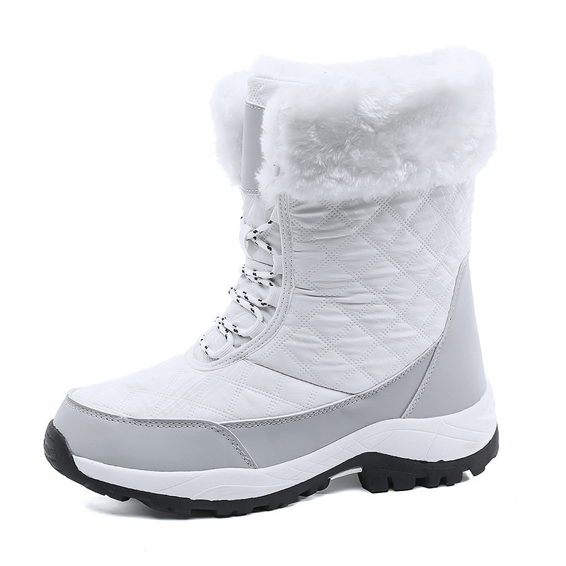 Winter warm women's cotton for outdoor Northeast high top lace up casual shoes with plush lining and thick sole snow boots
