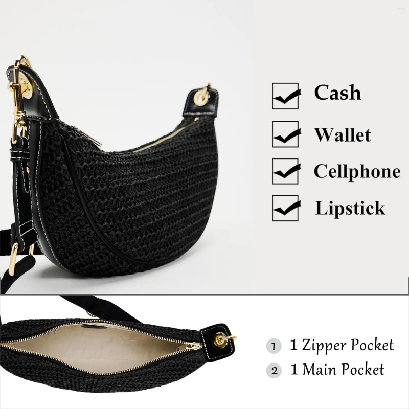 Ladies Crossbody Bag Crescent Dumpling Small Casual Shoulder Purse Handbag - Adjustable Strap PU Leather Multi-Color