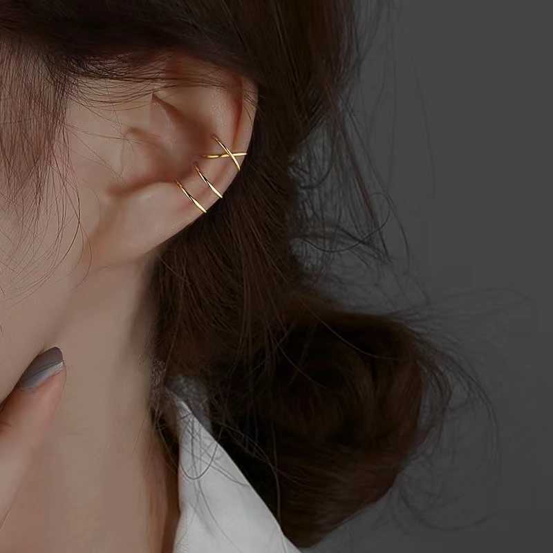 Tibetan Silver Clip Earrings for Women High Quality Creative Simple C Non-Piercing Ear Clip Cuff Ear Buckle Trend Jewelry GiftX240913