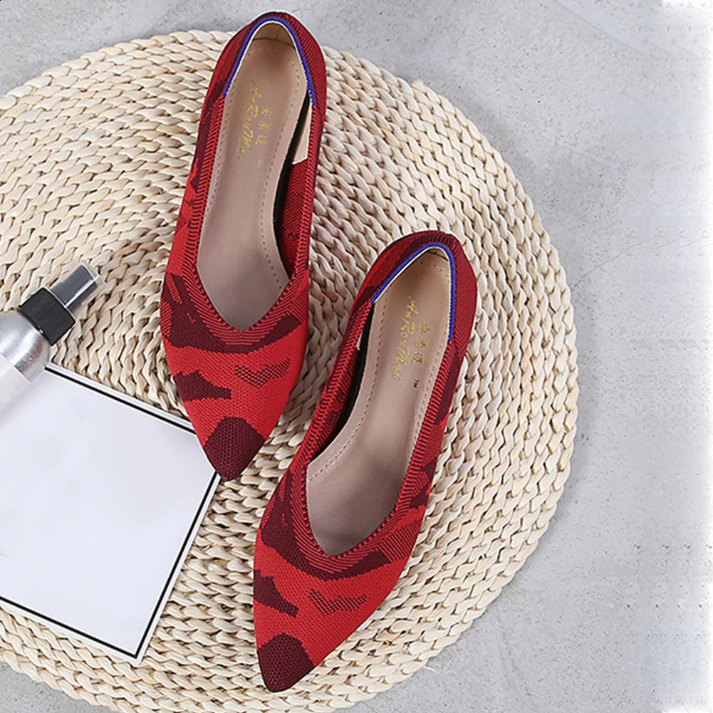 Women Slip-On Pointed Toe Ballet Flats Washable Knit Dress Shoes Comfortable for Dr Wedding Work Office 240904
