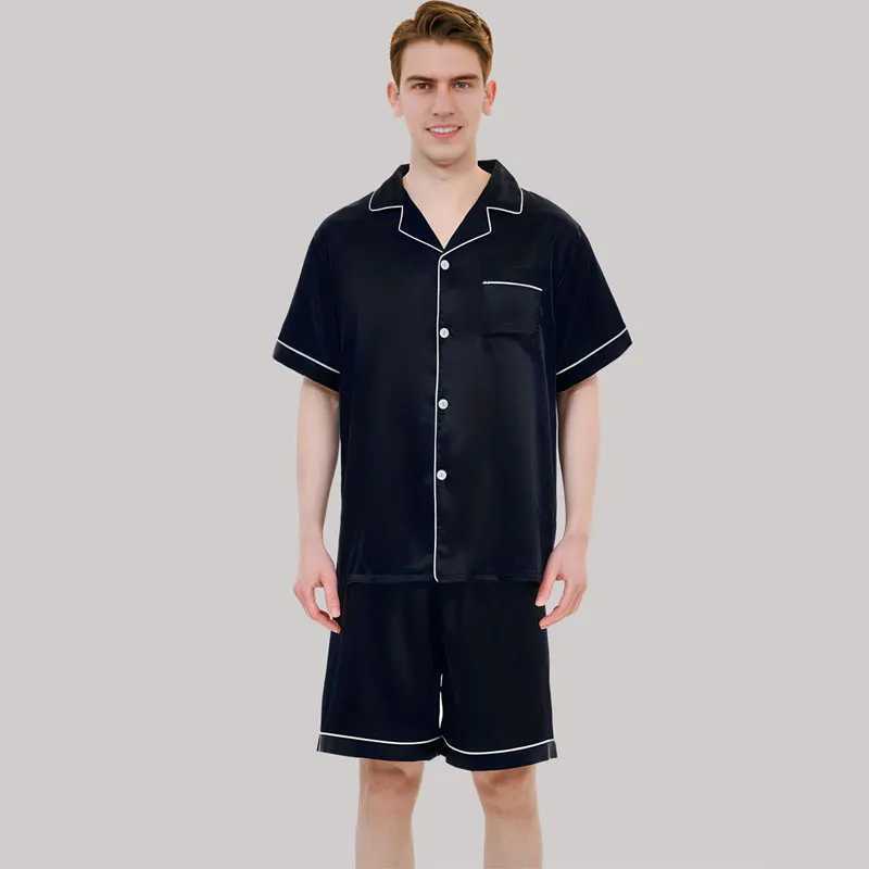 Summer Pajamas For Man Big Size Satin Mens Pajama Sets Shorts Silk Short Sleeve Sleepwear Home Pijama Night Clothes Loungewear Y240913