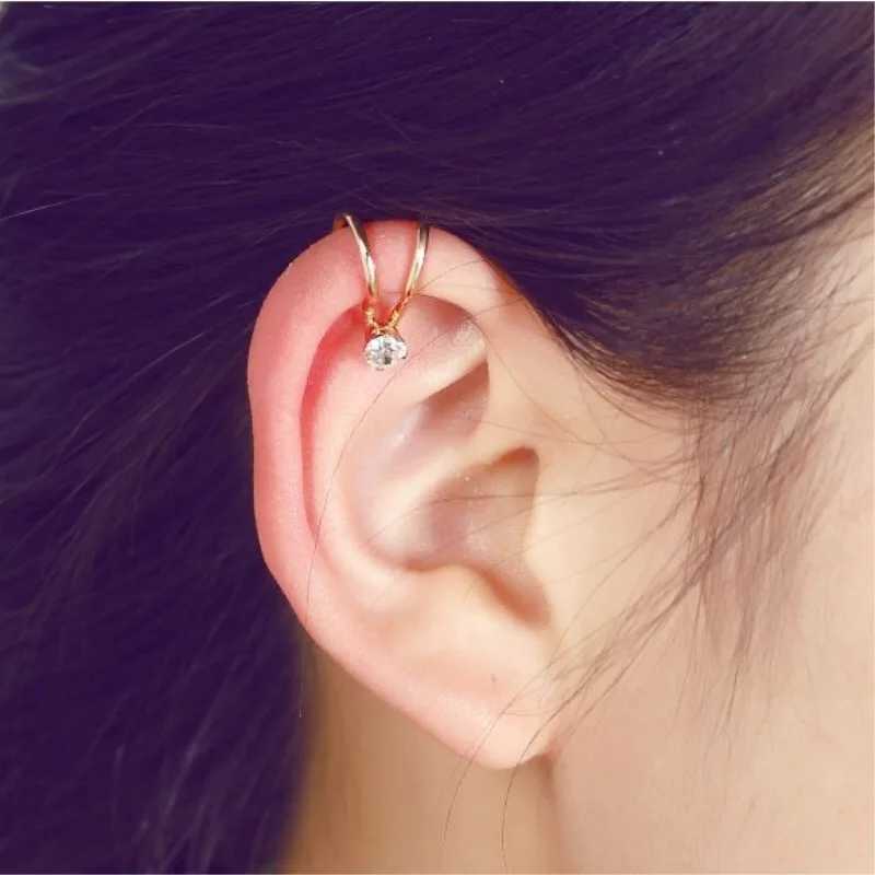 New Fashion Star Single Crystal Clip On Earrings for Women No Pierced Cartilage Ear Cuff Wrap Pendientes Party Wedding JewelryX240913