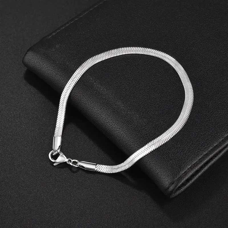3/4/5MM Stainless Steel Snake Chain Bracelet For Women Men Classic Gold Color Charm Bracelets Wholesale Jewelry Dropshipping XJ250707