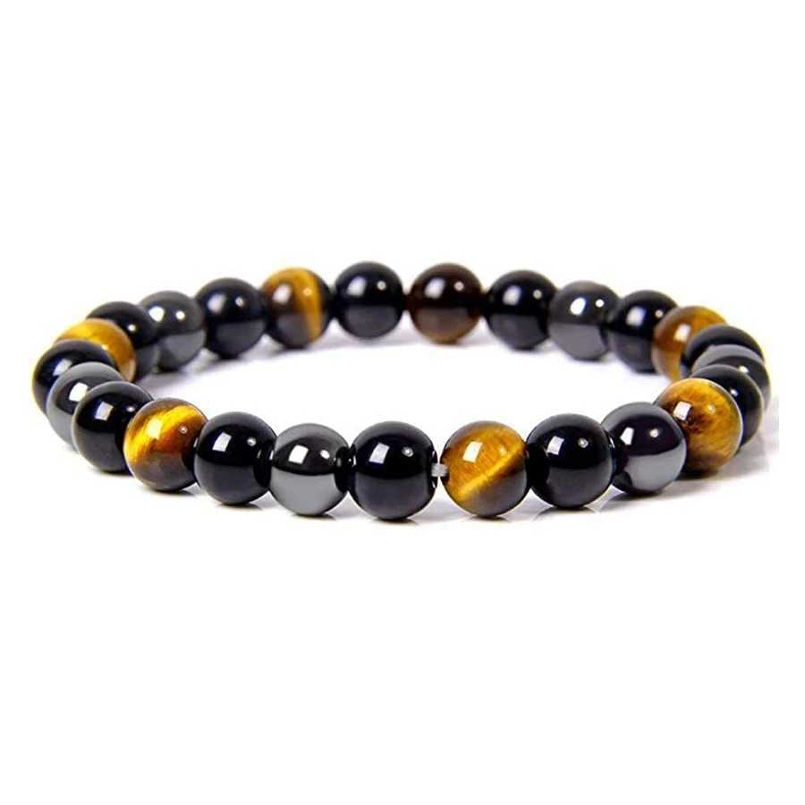 1. Natural obsidian hematite tiger eye bracelet used for male magnetic health protection and for female soul jewelry W240913