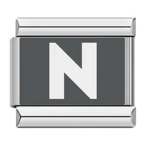 Laser engraved 26 English letters module stainless steel bracelet Italian Bracelet Italian Charm Bracelet Fit 9mm Bracelet Jewelry DIY Making Gifts