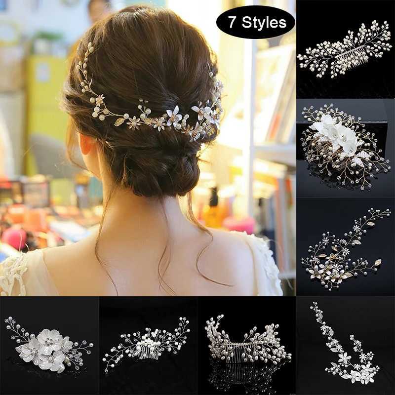 Wedding Elegant Crystal Bride Hair Comb Headwear Flashing Ornaments Rhinestone Pearl Bridal Hair Clip Accessories JewelryX240913