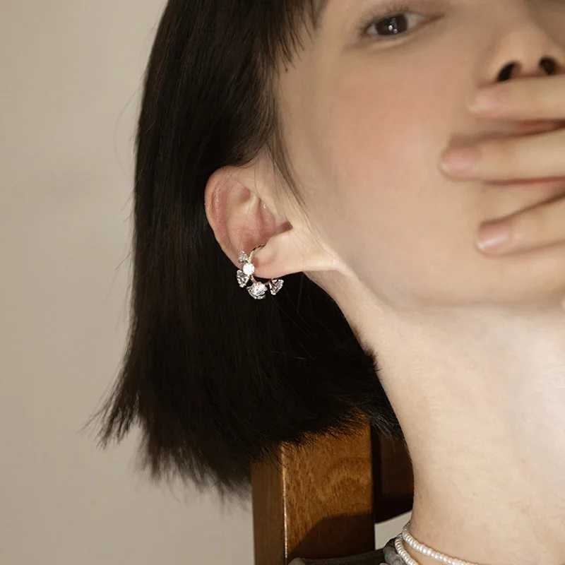 KOFSAC New Shiny Zircon Clip Earrings For Women Trendy Cute Irregular Ear Jewelry 925 Sterling Silver No Pierced Ears EarringX240913