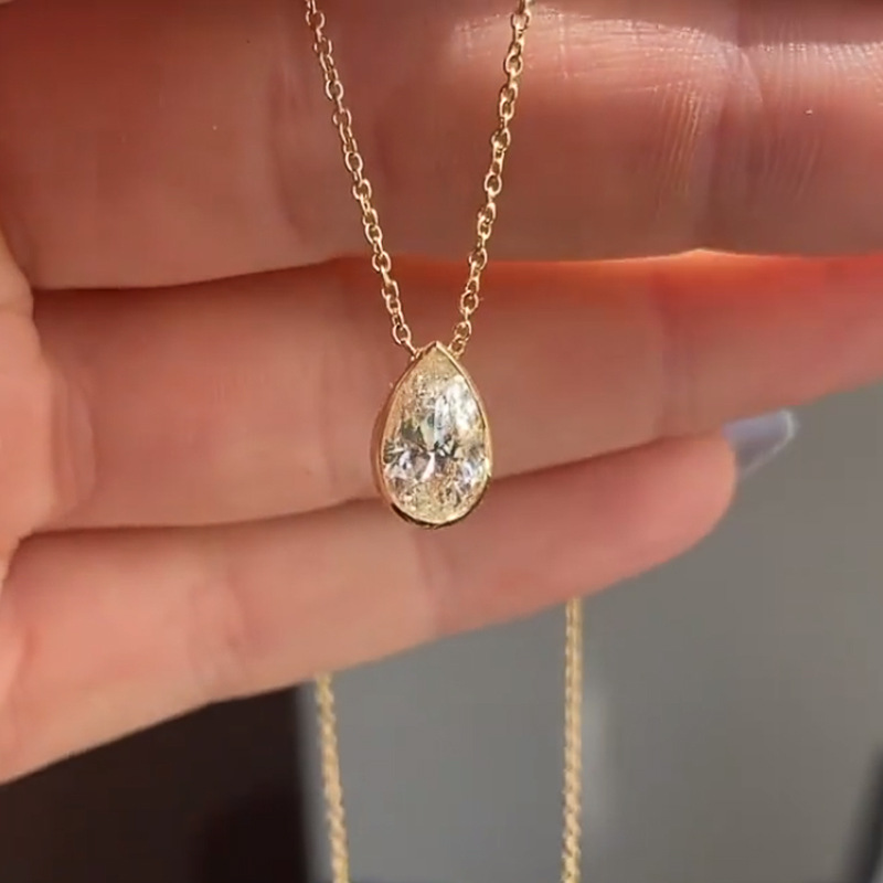 2024 Choucong Brand Handmade Water Drop Pendant Simple Fine Jewelry 925 Sterling Silver Gold Fill Pear Cut 5A Zircon Party Women Wedding Clavicle Neck