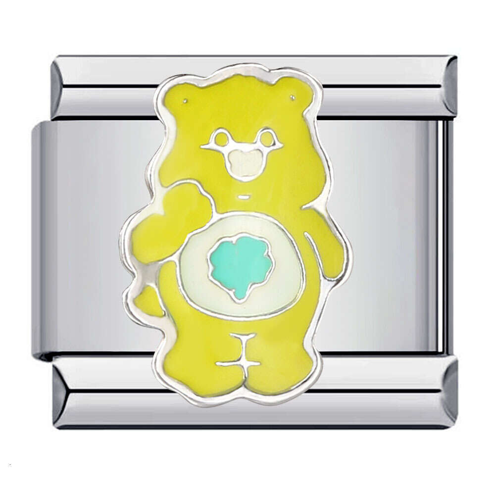 Classic Cute Bear Bead Stainless Steel Welding Pattern DIY Elastic Splicing Bracelet Italian Charm Links Fit 9Mm Jewelry Making Gifts