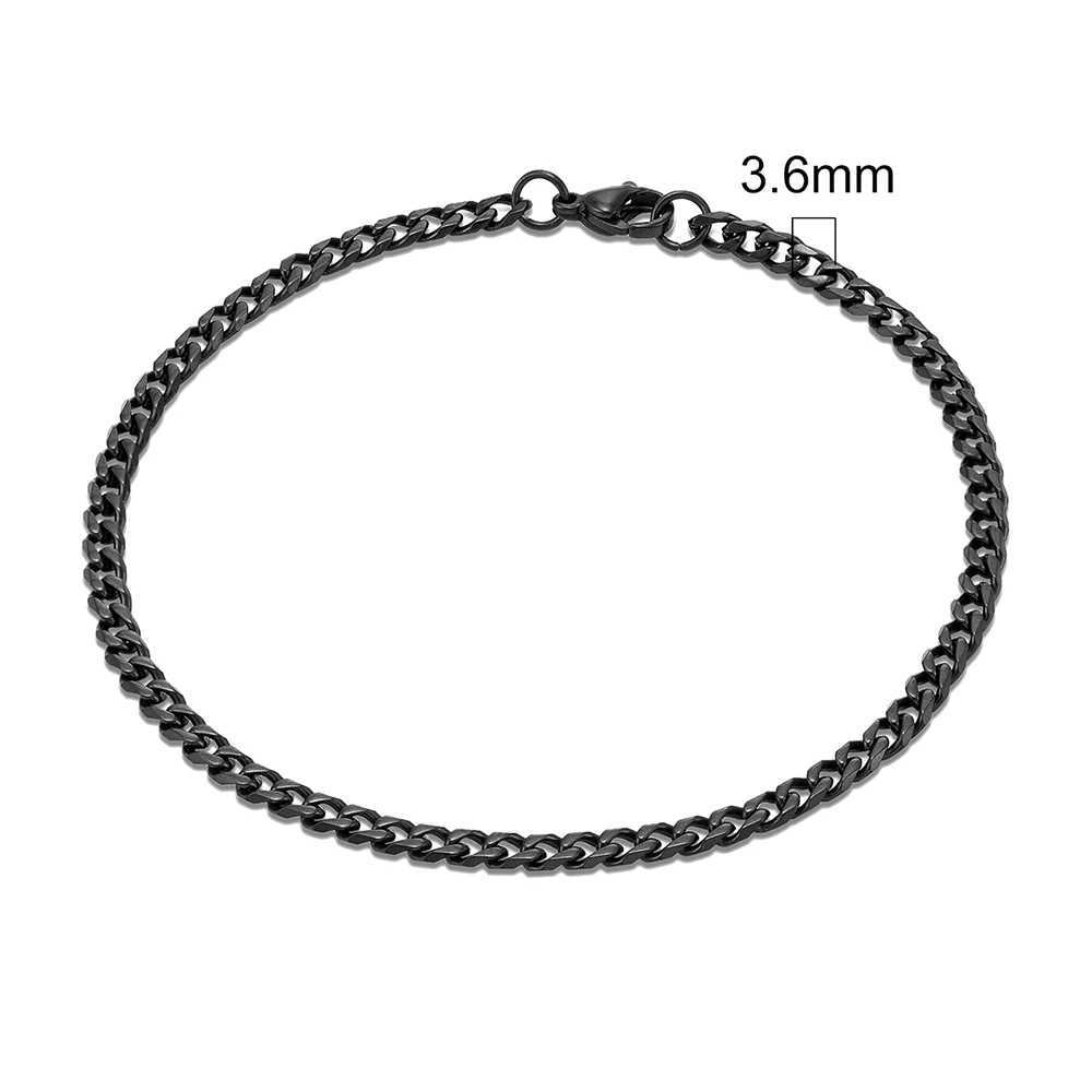 MKENDN Punk Men 3-11mm Stainless Steel Black Dainty Curb Cuban Link Chain Bracelets for Women Unisex Solid Jewelry GiftsX240913