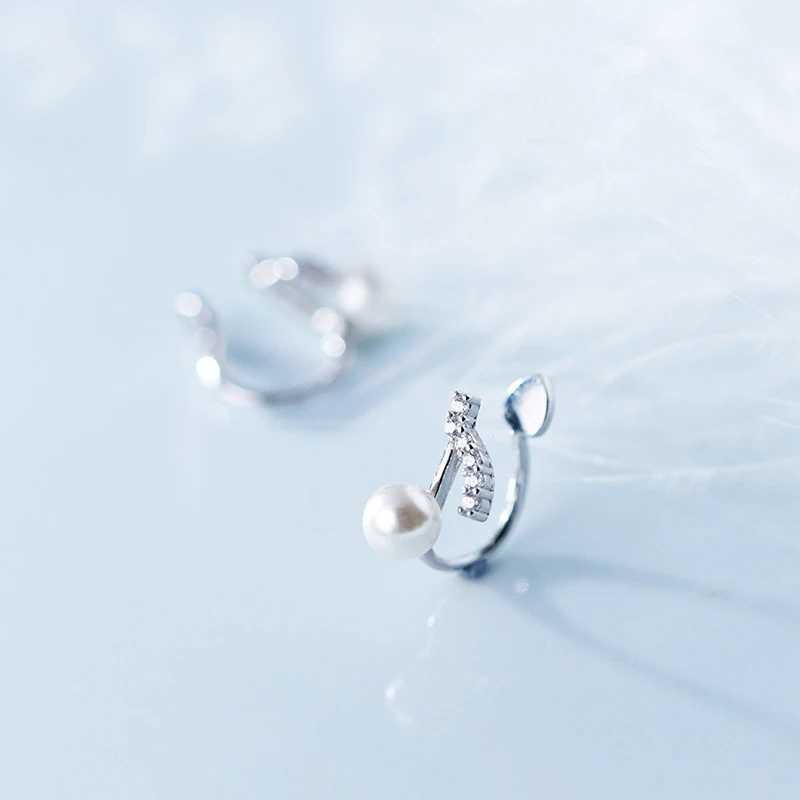 MloveAcc 100% 925 Sterling Silver CZ Musical Note Ear Cuff Clip on Earrings for Women Girl Without Piercing Earing Pearl JewelryX240913