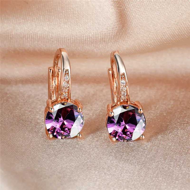 Cute Female Small Green Blue Purple Round Stone Clip Earrings Fashion Wedding Jewelry For WomenX240913