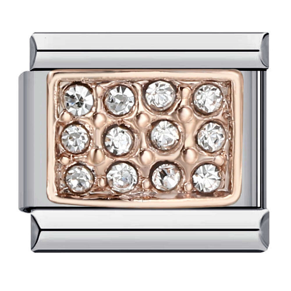 Dia Studded Square Stainless Steel DIY Module Bracelet Italian Charm Bracelet Italian Charm Links Stainless Steel Fit 9Mm Bracelet Jewelry DIY Making 