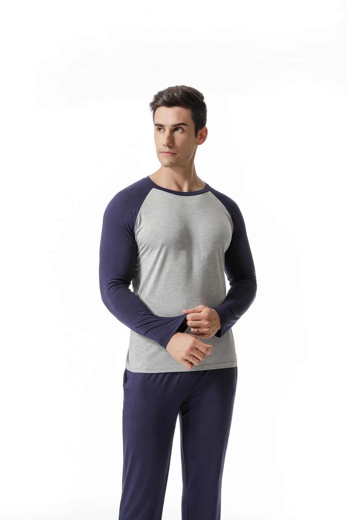 Spring And Summer Modal 2 Sets Of Mens Pajamas Homewear Mens Large Size Long-Sleeved Trousers Autumn Clothes Bottoming Clothes Y240913