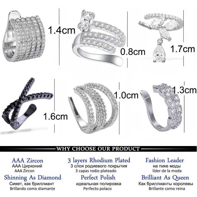 Simple Star Shape Zircon Ear Cuff for Women Charming Crystal Clip on Earrings Earcuff Without Piercing Earrings Jewelry GiftsX240913