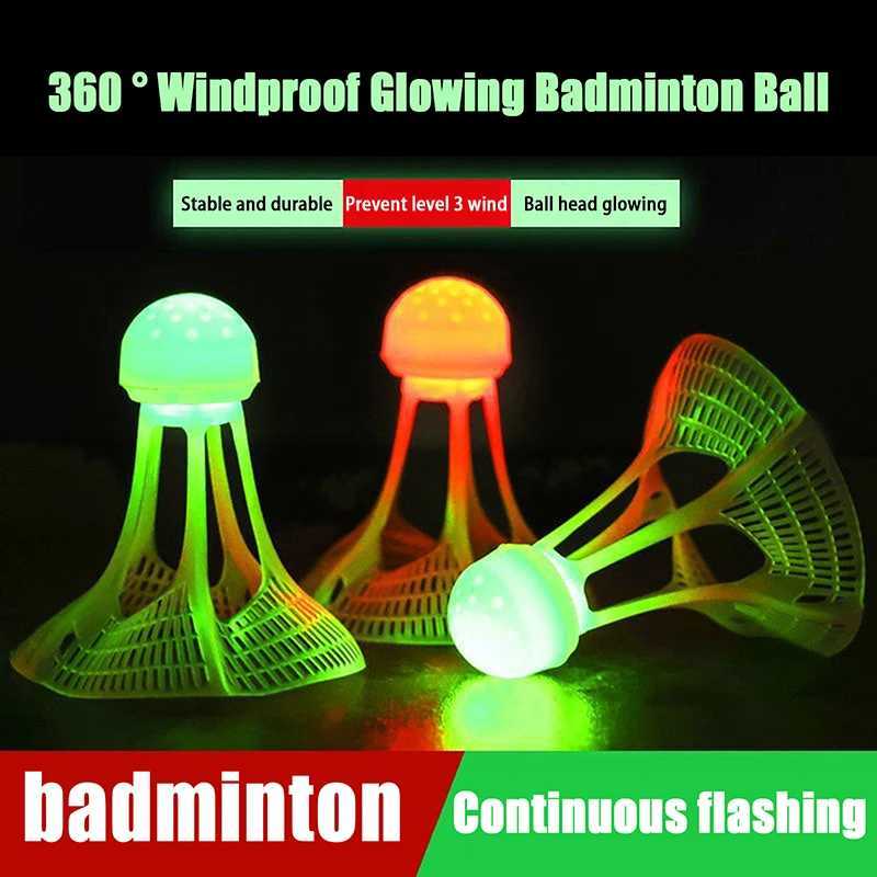 1pcs Outdoor Windproof Badminton Luminous Badminton Accessories Fluorescent Shuttlecocks Super Resistant LED Badminton Ball Y240912