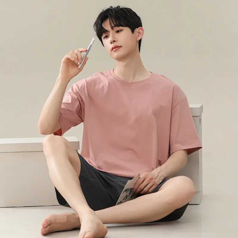 Two-Piece Summer Thin Modal Pajamas Mens Short-Sleeved Shorts Ice Silk Sense Homewear Suit Big Size L-4XL Sleepwear lounge set Y240913