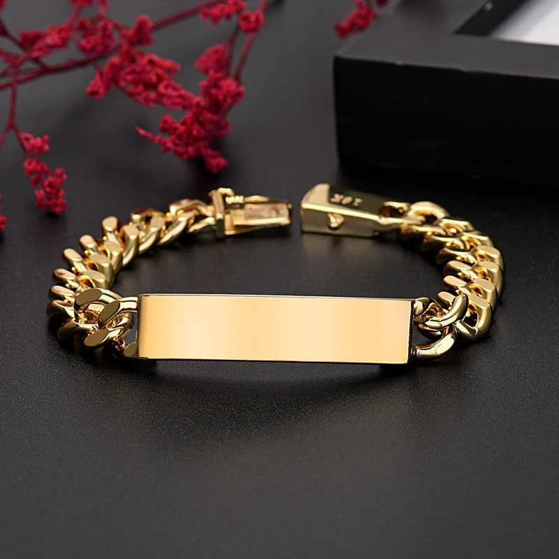 wholesale 18K Gold 10MM chain bracelets for man women high quality fashion jewelry wedding party Christmas gifts 20cmX240913