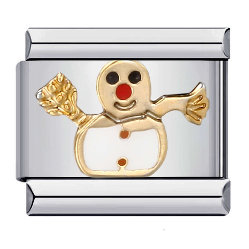 Fresh Titanium Gold Plated Enamel Cartoon DIY Bead Bracelet Welded Pattern Strap Chain Italian Charm Links Fit 9Mm Bracelet Jewelry DIY Making Gifts f